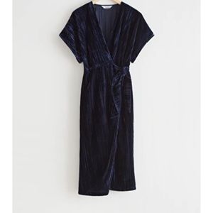 Blue Velvet Wrap Dress